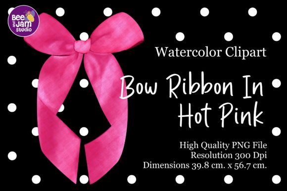Bow Ribbon in Hot Pink Watercolor Illustrations