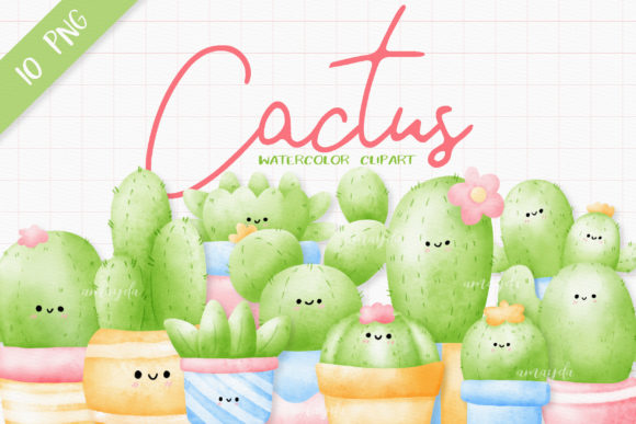 Cactus Flower Plant Watercolor Clipart and Illustrations