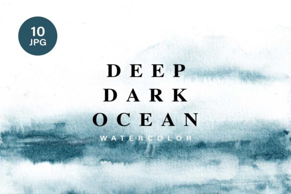 Deep Dark Ocean Abstract Watercolor Illustrations