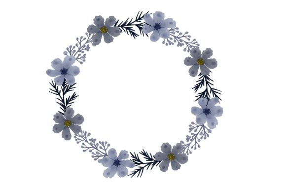 Grey Floral Watercolor Wreath Illustrations