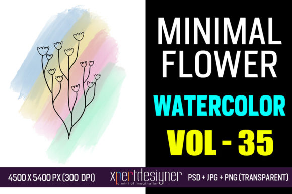 Minimal Flower Watercolor Vol - 35 Illustrations