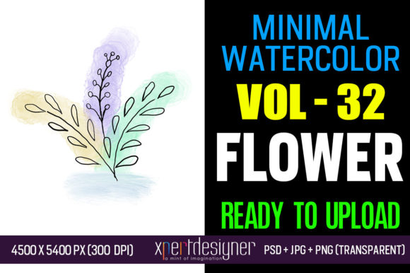 Minimal Watercolor Flower Vol - 32