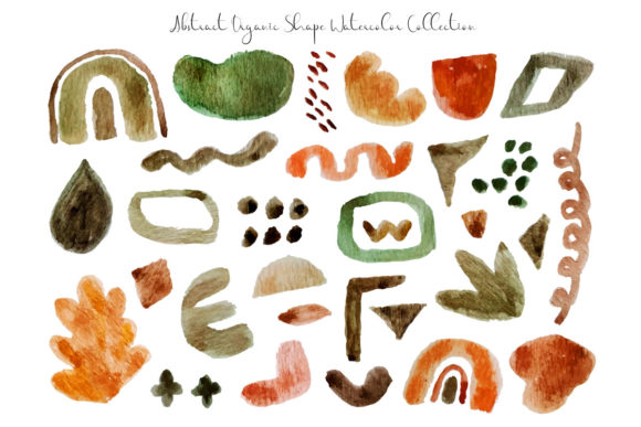 Modern Abstract Organic Shape Watercolor Illustrations