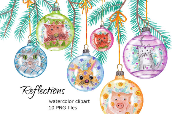 Reflections Watercolor Clipart and Illustrations