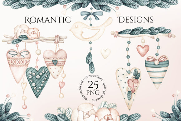 Romantic Designs. Watercolor Set
