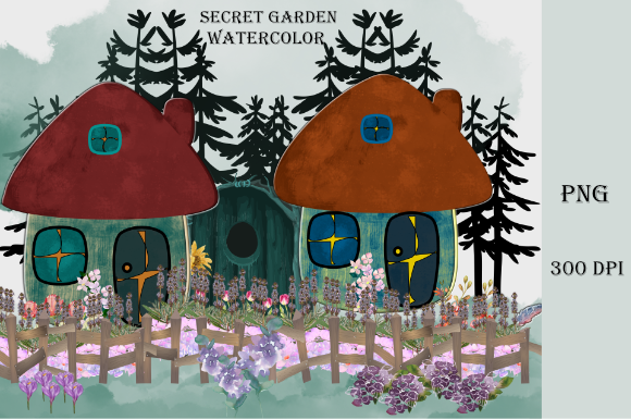 Secret Garden Watercolor PNG for Illustrations