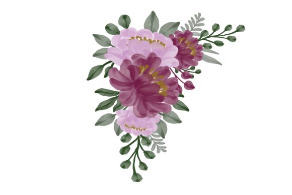 Set of Pink Watercolor Floral Frame Illustrations