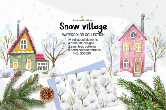 Snow Village Watercolor Collection