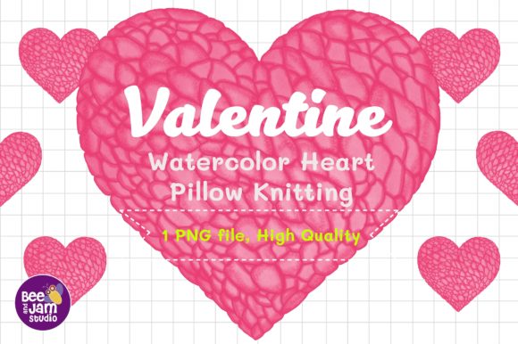 Valentine Watercolor Heart Pillow Knit: Soft Illustrations