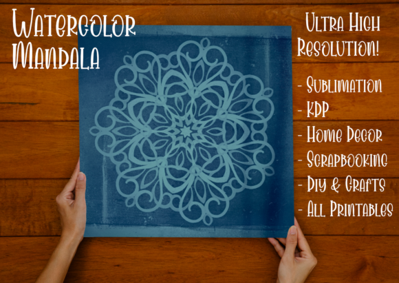 Vintage Flower Blue Watercolor Mandala Illustrations