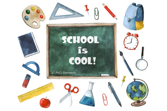 Watercolor Clipart. Back to School Png