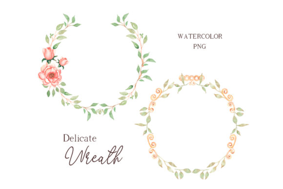 Watercolor Delicate Wreaths Illustrations