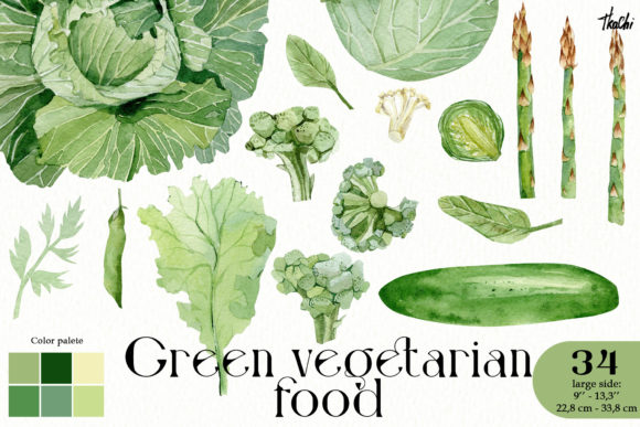 Watercolor Green Vegetable Clipart Png for Illustrations