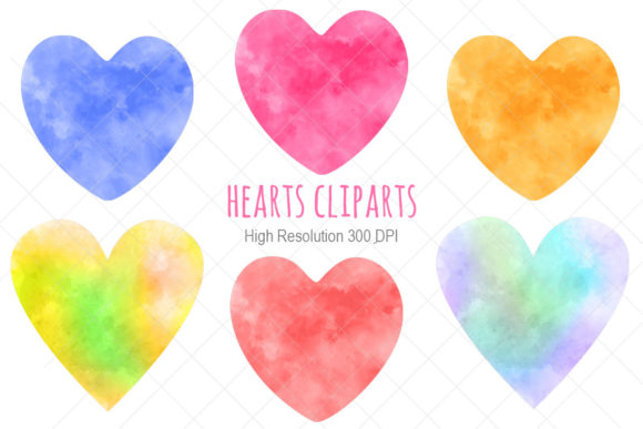 Watercolor Heart Clipart, Illustrations