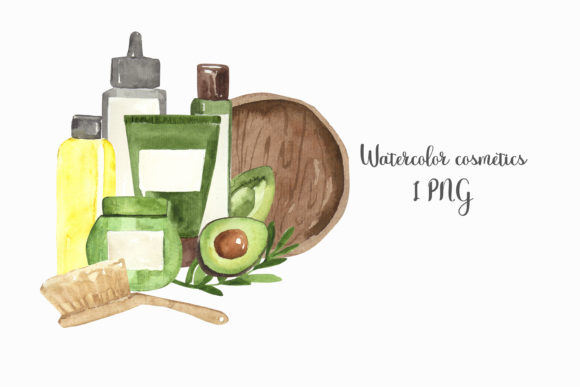 Watercolor of Female Natural Cosmetics Illustrations
