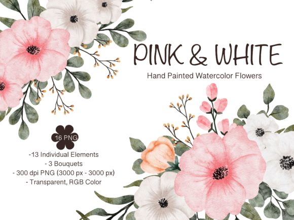 Watercolor Pink White Flower: Soft Illustrations for Blogs