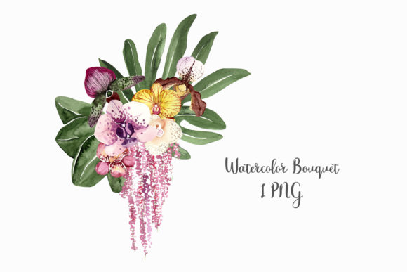Watercolor Tropical Bouquet