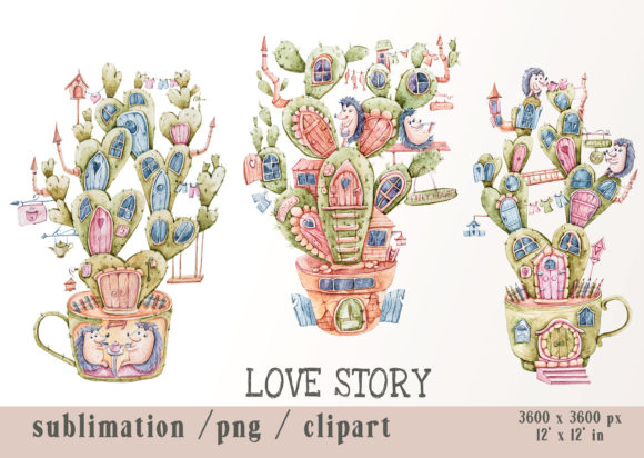 Watercolor Valentines Day Sublimation Illustrations