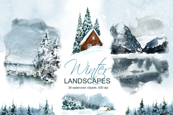 Watercolor Winter Landscape